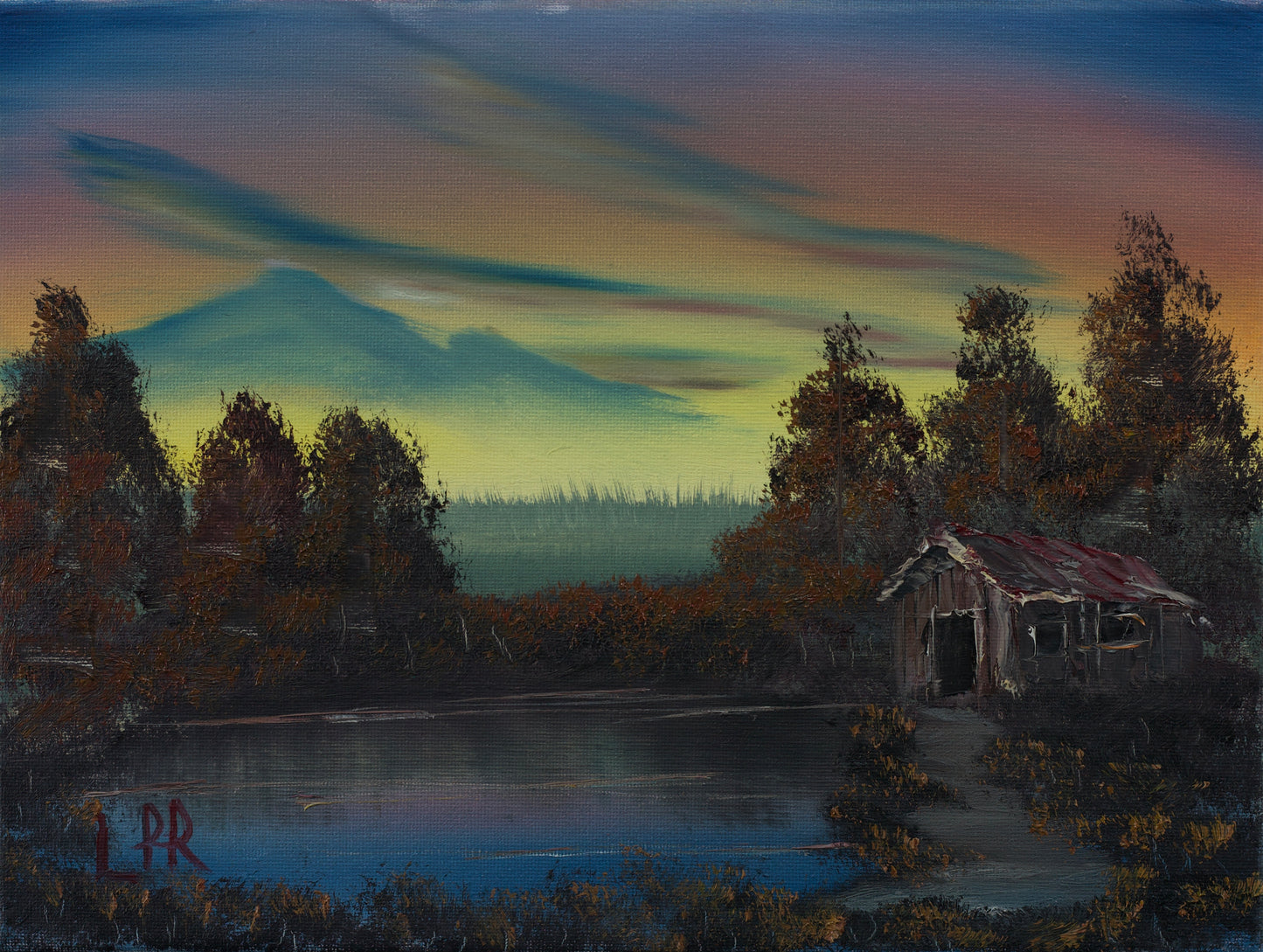 Colorful Cabin Sky 9x12
