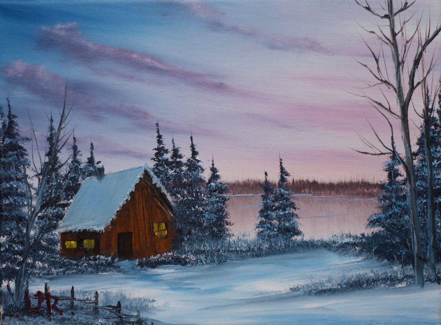 "Winter Cabin" 9x12