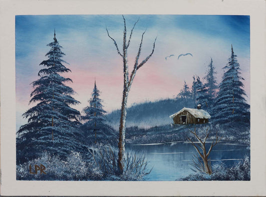 Cold Winter Cabin  11x14